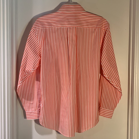 “Mellon & white stripe all cotton classic long-sleeve shirt. New - Picture 2 of 4